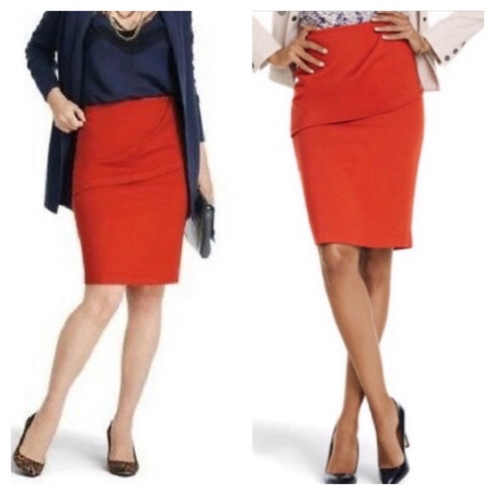 Cabi | overlay pencil skirt red orange